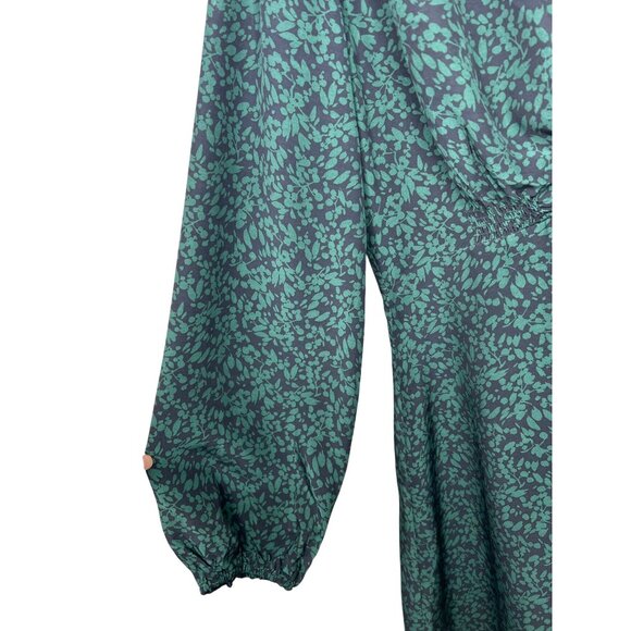 Madewell Long-Sleeve Mini Shirtdress In Floral Green Print Size 8 Womens Dress - Picture 13 of 16